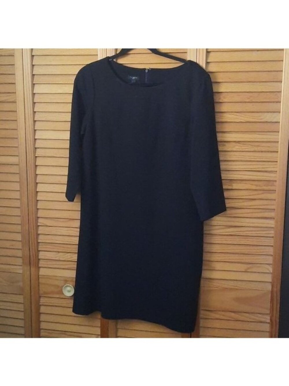 Talbots Black Long Sleeve Sheath U Neckline Dress Size 12P
